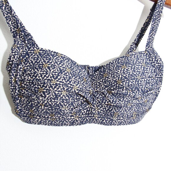 Bond-Eye Australia Nip Tuck Bikini Set Swimsuit Gold Foil Blue Size 6 D/DD - Picture 2 of 14